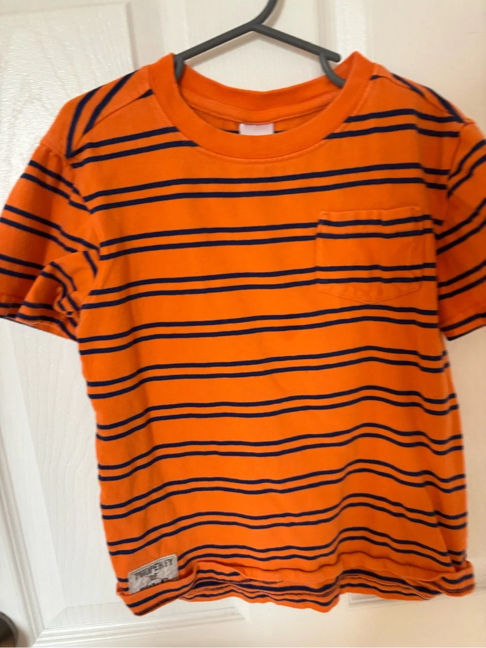 Gymboree Orange Tee with Navy Stripes and Chest Pocket